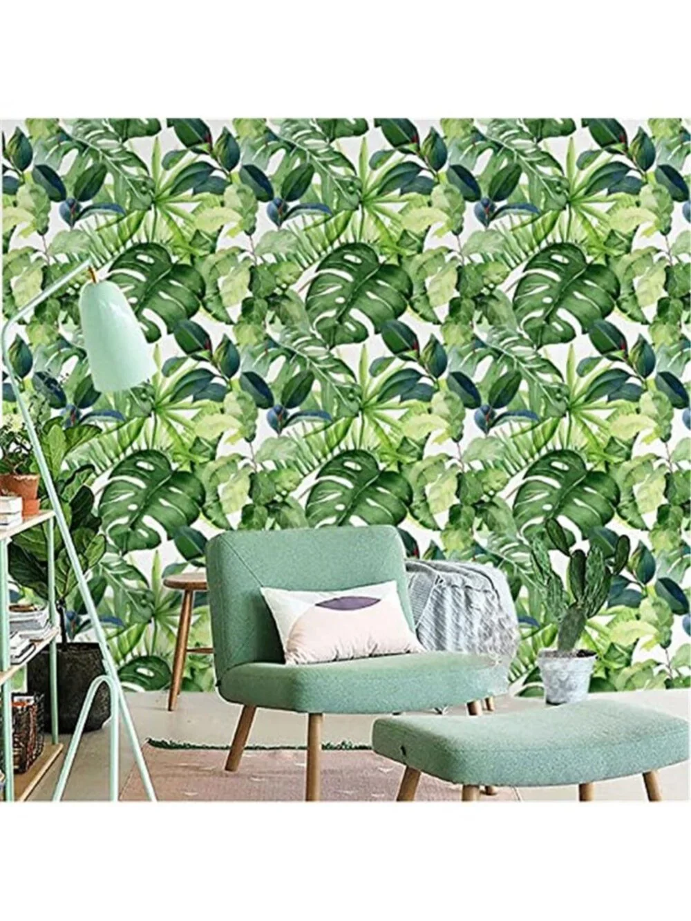Green Peel And Stick Wallpaper Tropical Leaf Removable Vinyl Contact Paper Roll